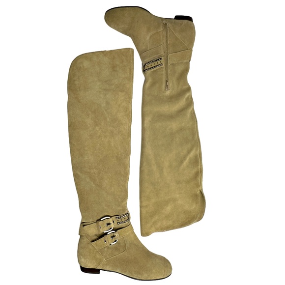 BCBG Generation | Over the Knee Suede Boot Christina New Taupe Spike Stud Accent - Picture 4 of 16